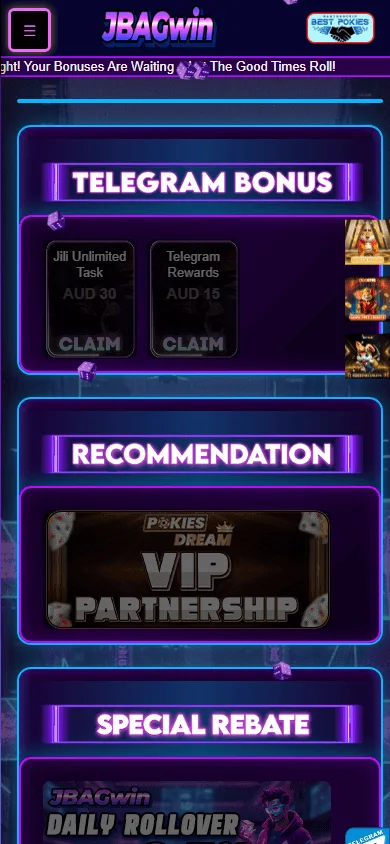 Jbagwin Casino promotions on a mobile device